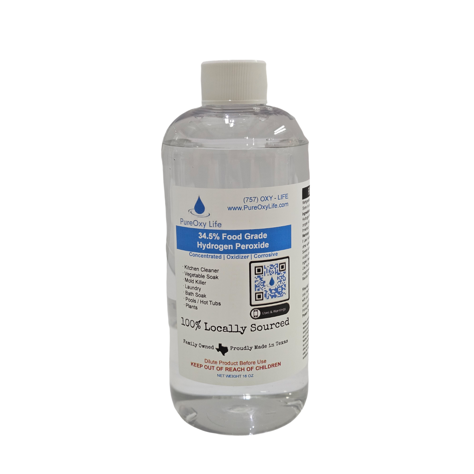 16oz - 34.5% FG Hydrogen Peroxide CLR