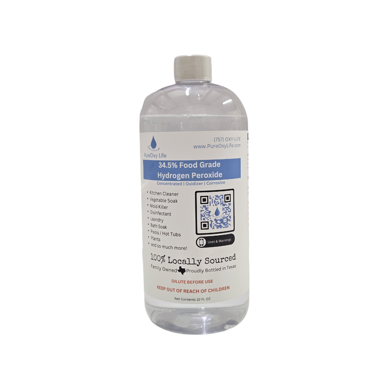 32oz - 34.5% FG Hydrogen Peroxide CLR